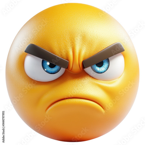 Anger Emoji: A close-up view of an emoji showing extreme emotion with its angry face. The angry expression comes to life.