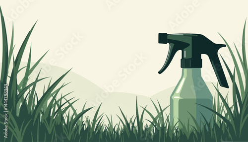 Minimalistic illustration of garden sprayer for watering garden, flowerbed and lawn
