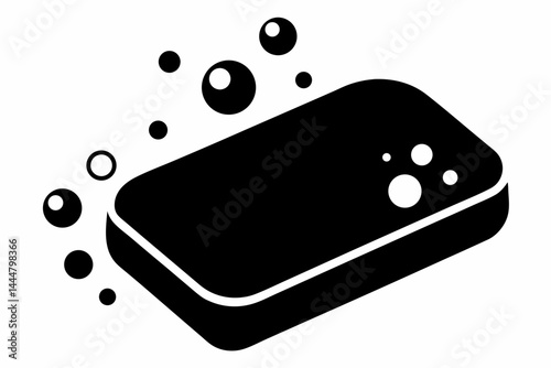 Bar Soap With Bubbles Silhouette Vector Illustration