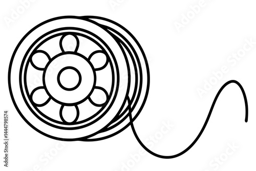 Cable Reel Frame Line Art Vector Illustration