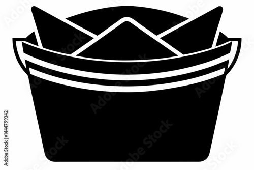 Folded Laundry Basket Silhouette Vector Illustration