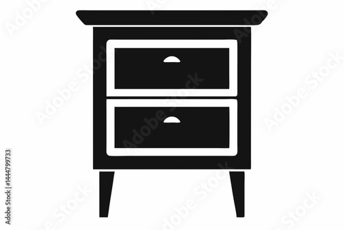 Nightstand Simple Silhouette Vector Illustration Black