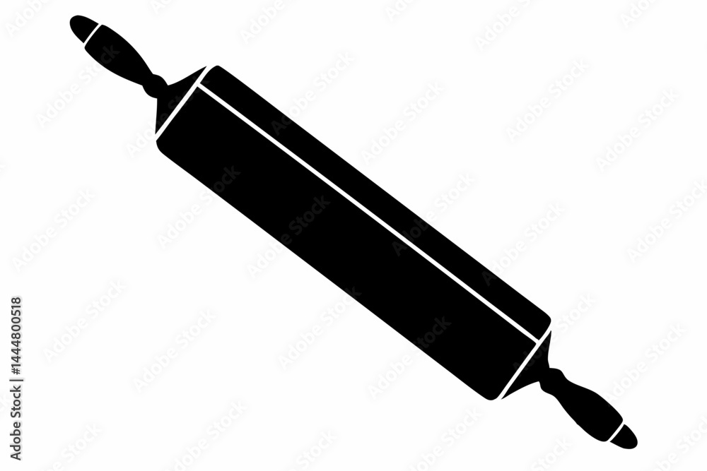 Rolling Pin Side View Silhouette Vector Illustration