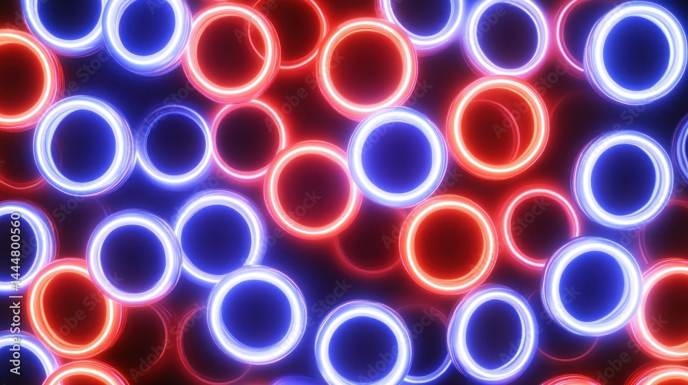 Abstract graphic design featuring glowing rings in vibrant colors. Abstract graphic design featuring glowing rings in vibrant colors.