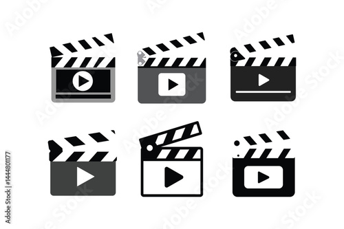 Video Media Player Icon Vector Set, video player icon vector, media player control icons, vector play pause buttons