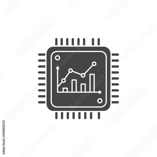Data Processor: A detailed illustration of a data processor, with a chart of statistical analysis inside, representing the core of information technology, and computing power.