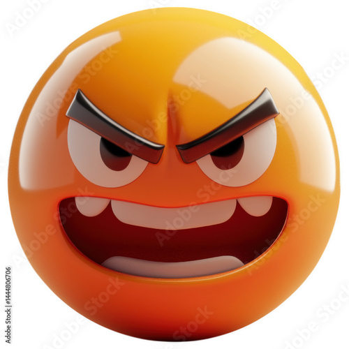 Raging Emoji: A vivid display of intense anger in a digitally rendered emoji, showcasing exaggerated features and a fiery expression, capturing the raw essence of pure fury. photo