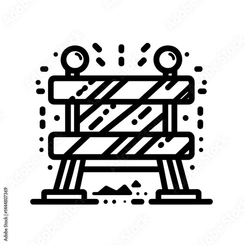 Construction barrier with warning stripes for safety at work sites