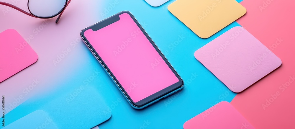 Smartphone on colorful background
