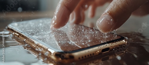 Obraz na płótnie Smartphone water resistance test w salonie