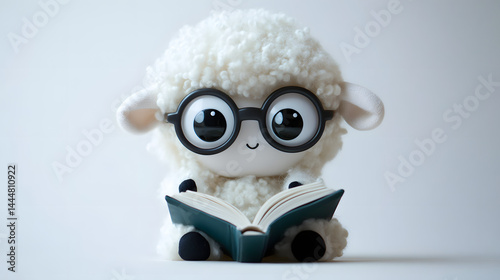 Adorable Sheep Reading a Book