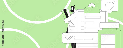 Doctor examines patient flat vector concept operation hand drawn illustration
