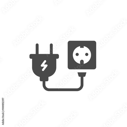 Electric Connection: A minimalist illustration of an electrical plug inserted into a socket, symbolizing power, energy, and the modern lifestyle.
