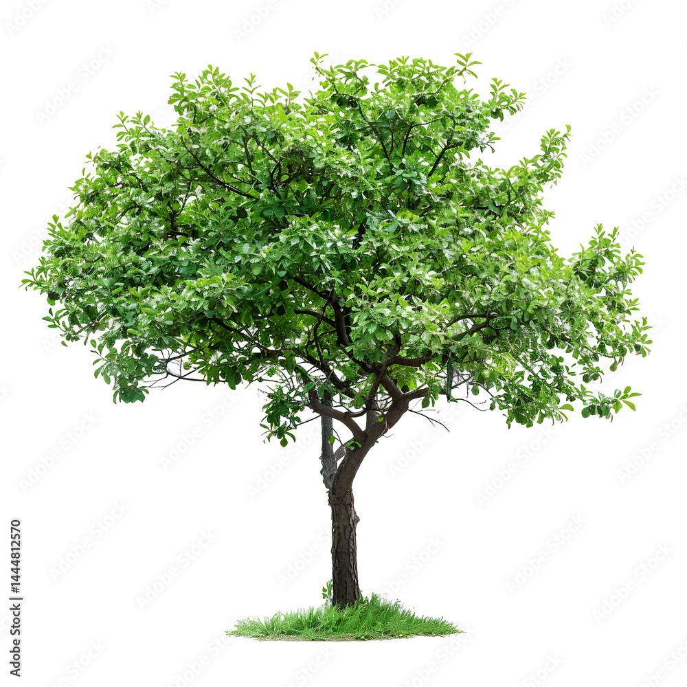 Obraz premium Lush green tree isolated on black background