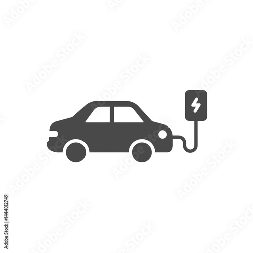 Electric Car Charging: A sleek, minimalist illustration of an electric car connected to a charging station, symbolizing the future of eco-friendly transport and sustainable energy.