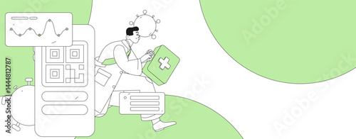 Doctor examines patient flat vector concept operation hand drawn illustration
