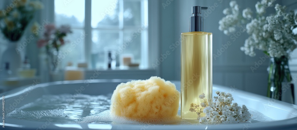 Spa Bath with Natural Sponge and Lotion