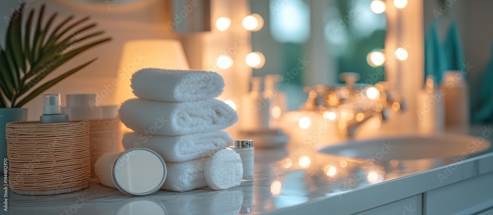Spa Bathroom Setup with Soft Lighting