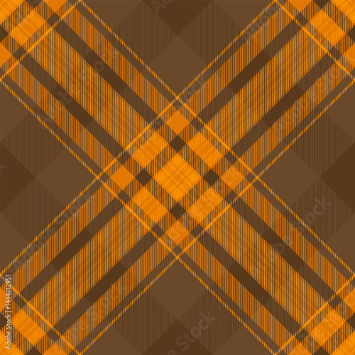 Front tartan vector textile, clan texture fabric pattern. No people plaid check seamless background in orange and bright colors.