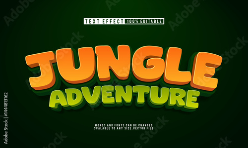 Editable jungle adventure text effect, vibrant and wild for exciting designs.