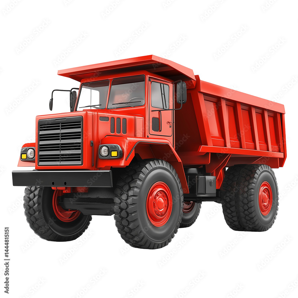 red dump truck isolated on transparent white background, clipping path red dump truck isolated on transparent white background, clipping path