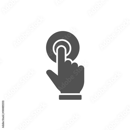 Finger Touch Icon: A symbol of interaction and control, an isolated hand icon demonstrates the act of touching or pressing a button with a finger.