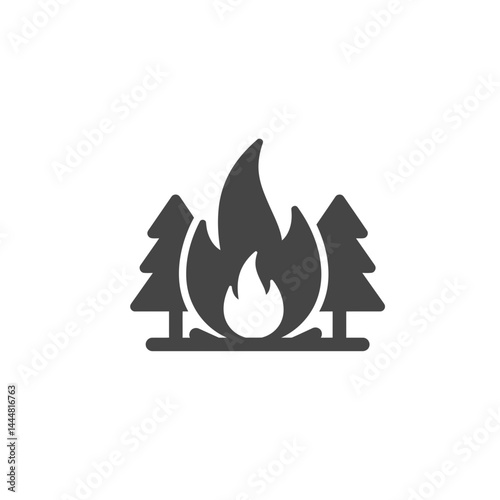 Campfire's Warm Embrace: A stylized, dark silhouette of a campfire, with flames and trees suggesting warmth, security and the outdoors.