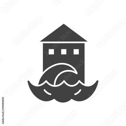 Water Hazard: An eye-catching illustration portrays a house facing a formidable wave, symbolizing the destructive power of nature and the importance of resilience.