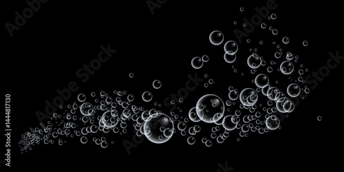 A set of colorful and colorful soap bubbles to create a design. Isolated, transparent, realistic soap bubbles on a transparent background.
