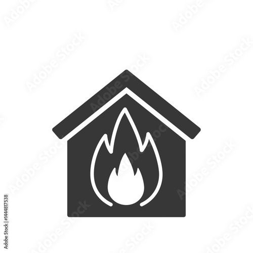 Burning Home: A stark visual representation of a home engulfed in flames, symbolizing potential hazards such as destruction and damage.