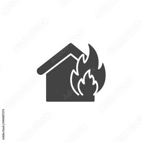 Burning Home: Depicting a house engulfed in flames, a stark illustration of disaster and loss, evoking the urgency of safety and the tragic consequences of destruction.