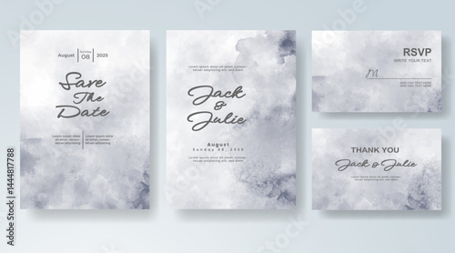 Wedding invitation with abstract splash watercolor
