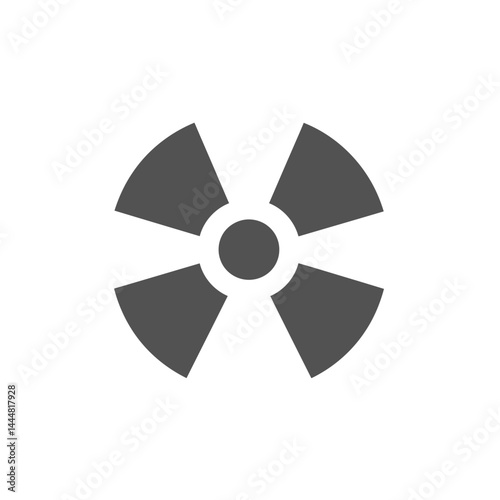 Radiation Symbol Icon: A simple, modern, and impactful icon representing radiation danger, featuring a circular gray symbol with four blades and a central dot.
