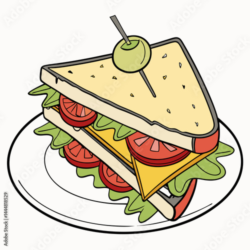 Delicious Club Sandwich A Simple Illustration of a Classic