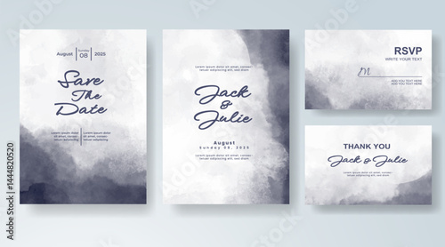 Wedding invitation with abstract splash watercolor