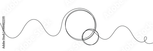 Continuous one line circle stroke, Hand drawn circle frame on white background. one line drawing vector illustration, Continuous one line drawing of scribble black circle. Round frame sketch outline .