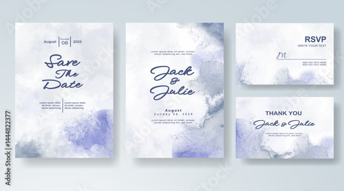 Wedding invitation with abstract splash watercolor