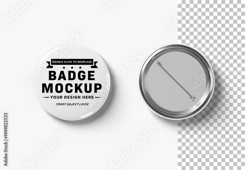 Button Badge Mockup Isolated on White