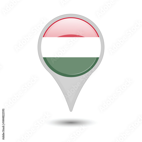 Hungary Flag Pin Icon Design