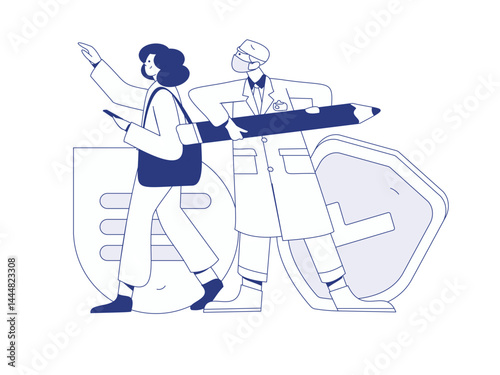 Doctor examines patient flat vector concept operation hand drawn illustration

