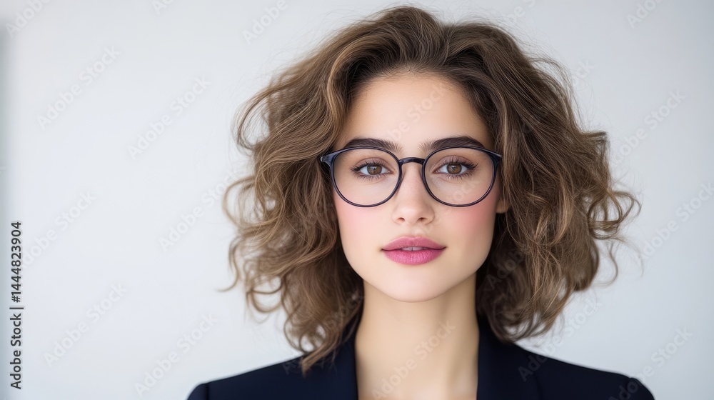 Obraz premium Young woman with glasses and curly hair (1)