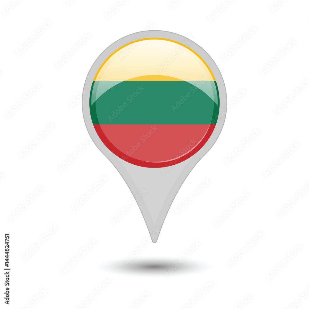 Lithuania Flag Pin Icon Design Lithuania Flag Pin Icon Design