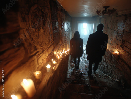 A scene depicting an arson investigation in progress