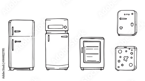 Refrigerator line art contemporary style illustrating the essence of design