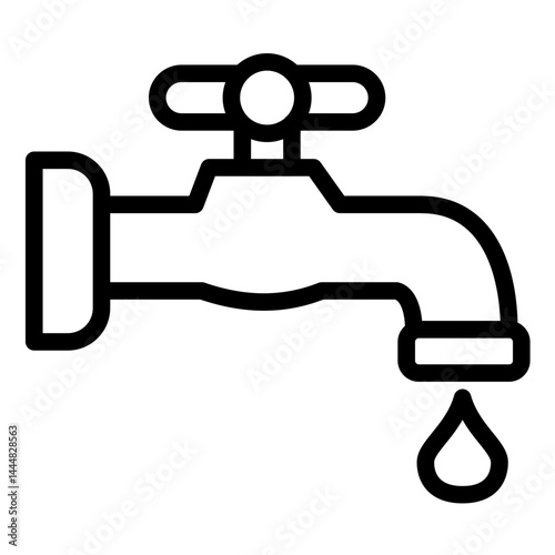 Water Tap Line Icon Style