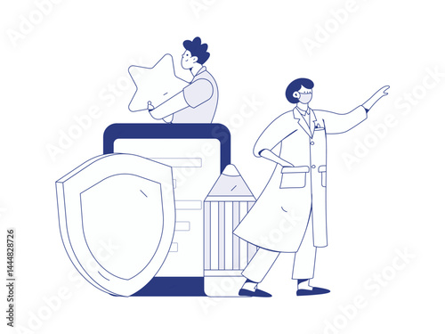 Doctor examines patient flat vector concept operation hand drawn illustration
