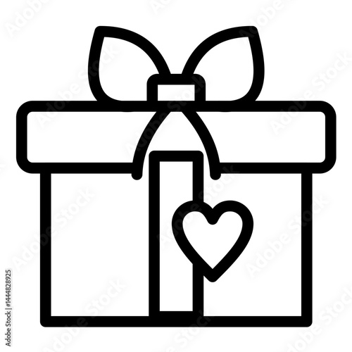 Gift Box Line Icon Style