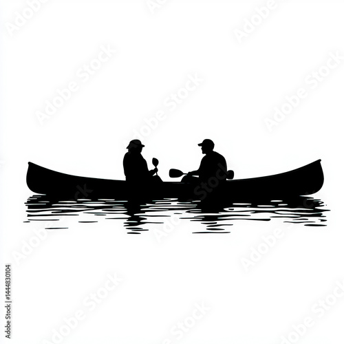 canoe silhouette , black an...
