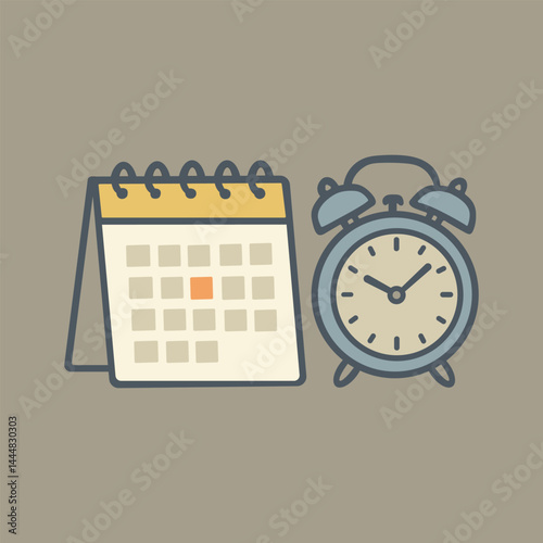 calendar with clock illustration