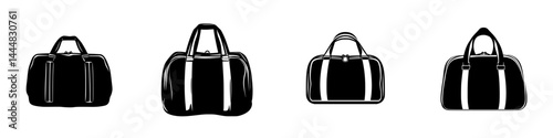 Silhouette pictograms depicting various bag designs suitable for travel or gym activities